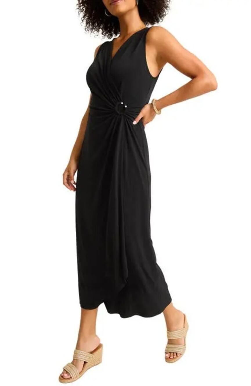 TOMMY BAHAMA Women's Clara Glimmer Maxi Dress Small Black Sleeveless NWT